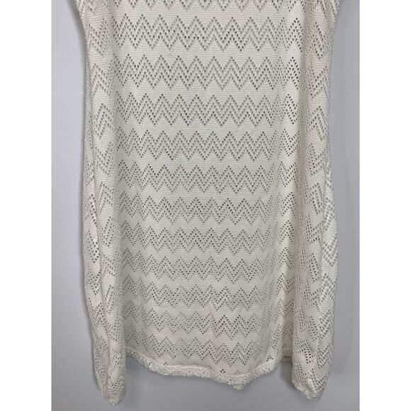 Women's Criss Cross Lace Tank Dress Swimsuit Beach Swim Cover Up White Medium - Picture 6 of 6